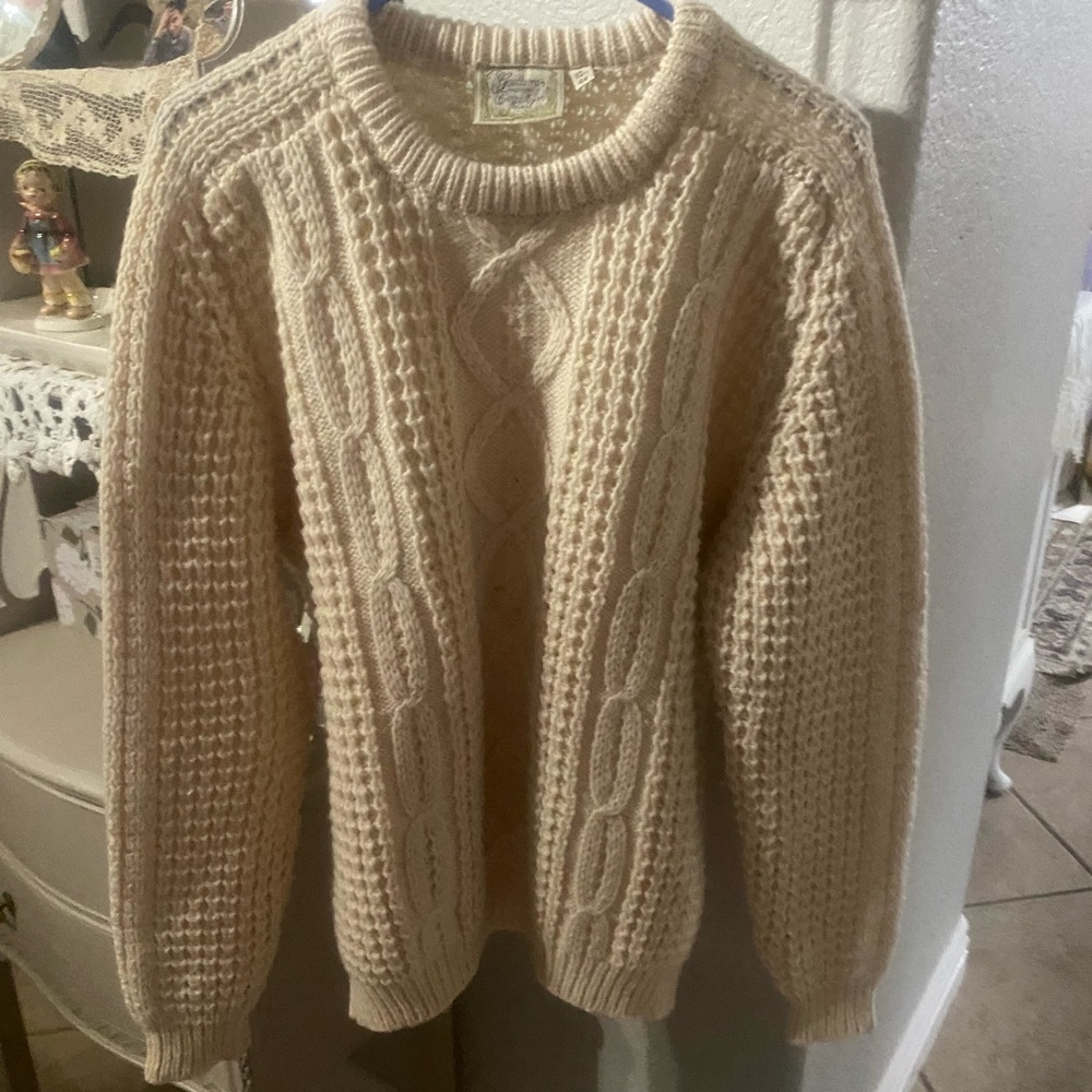 Cream Chunky Knit Crew Neck Sweater